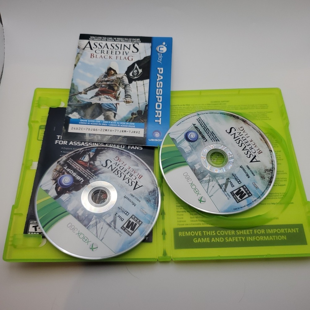 Assassin's Creed IV Black Flag - Xbox 360 - Both Disks- Preowned